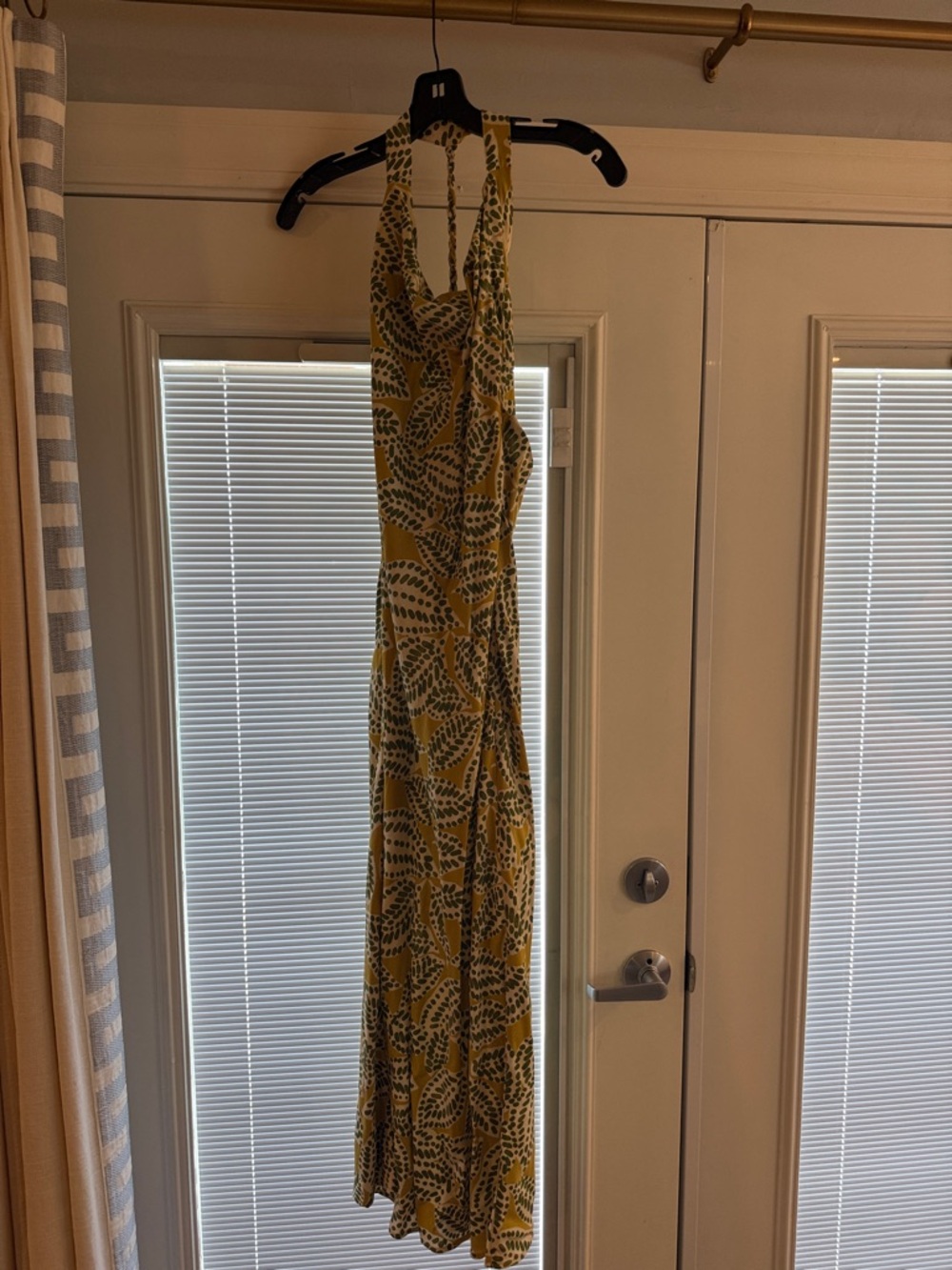 Zara Yellow and Green Printed Halter Maxi Dress